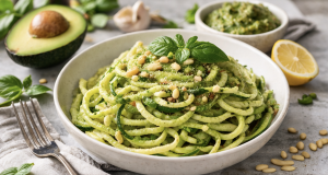 Raw Zucchini Noodles with Avocado Pesto